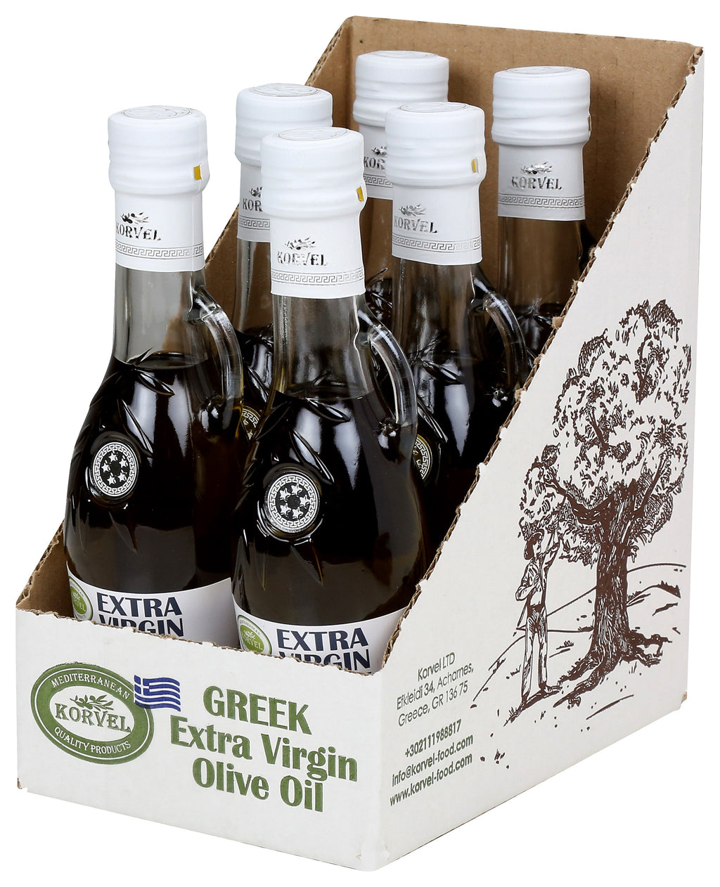 KORVEL Greek Extra Virgin Olive Oil, Amphora 8.45 fl oz (250ml) - 2 Pack