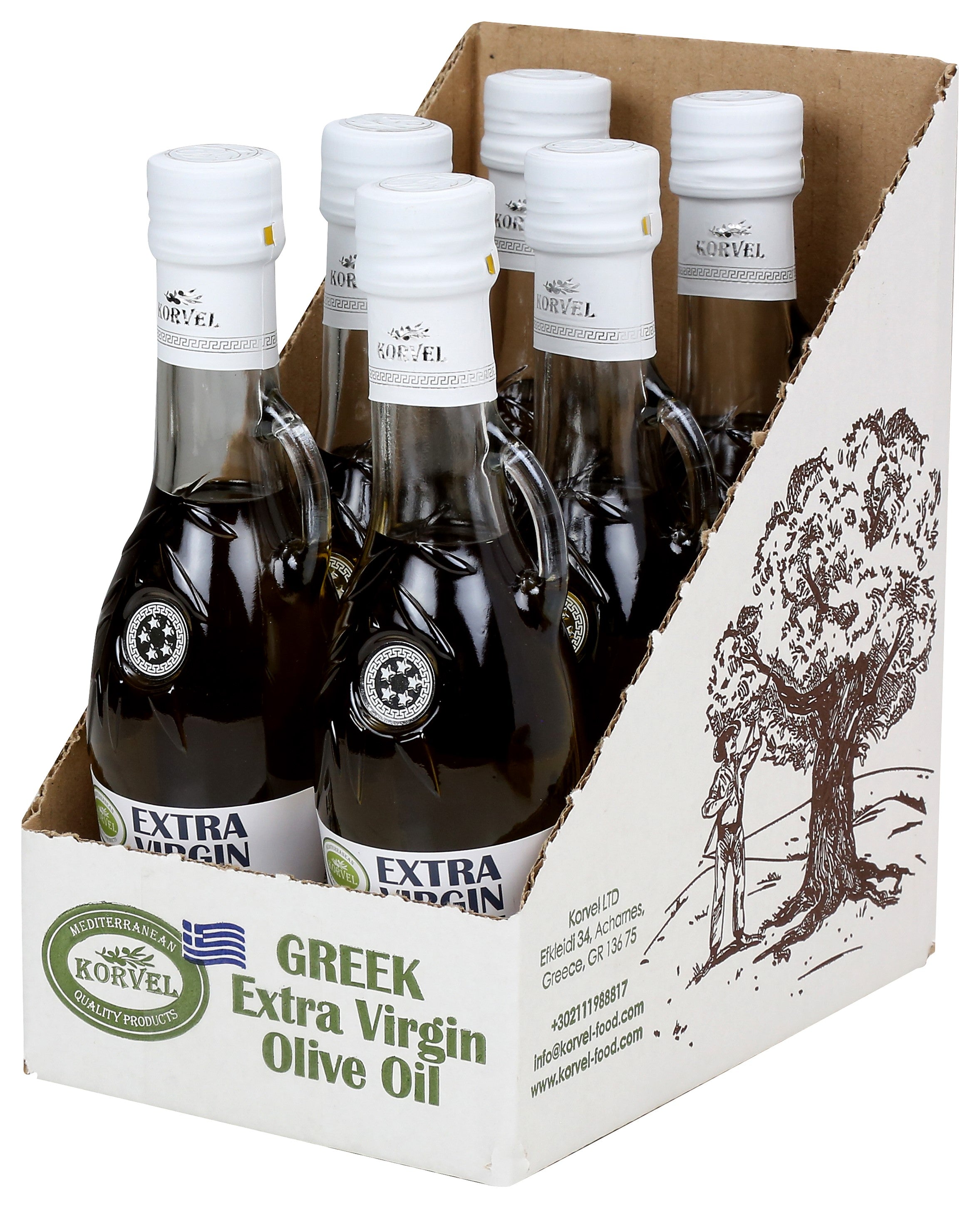 KORVEL Greek Extra Virgin Olive Oil, Amphora 8.45 fl oz (250ml) - 2 Pack