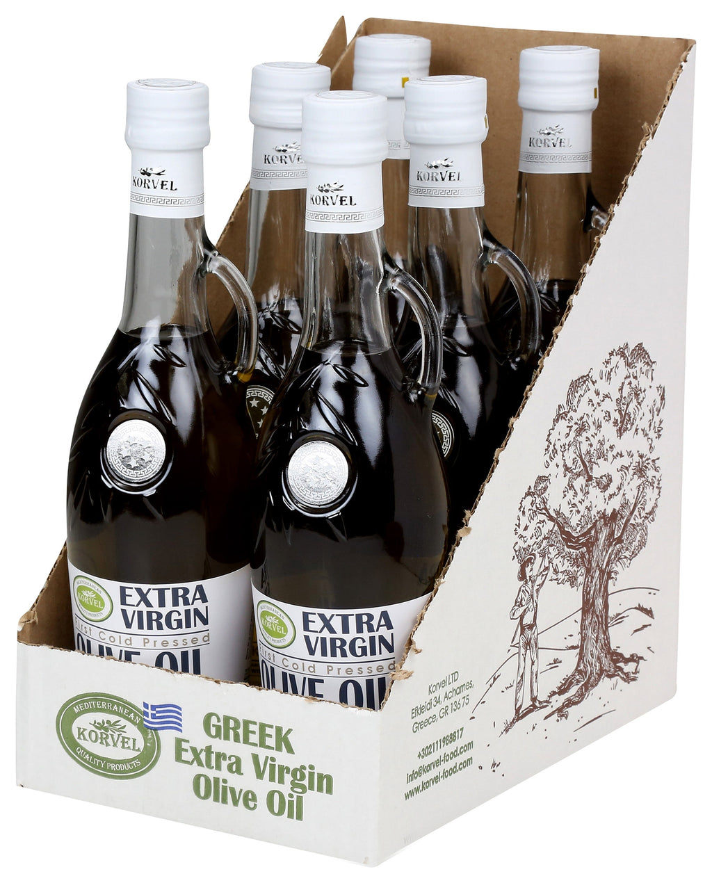 KORVEL Greek Extra Virgin Olive Oil - 16.9 fl oz (500ml) - 2 Pack