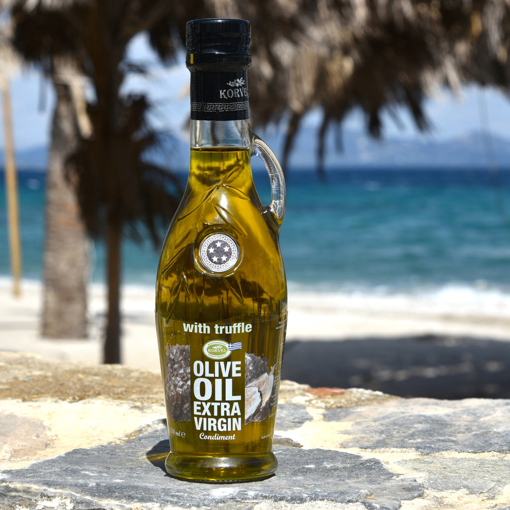 KORVEL Greek Extra Virgin Olive Oil with Truffle - 8.45 fl oz (250ml) - 2 Pack