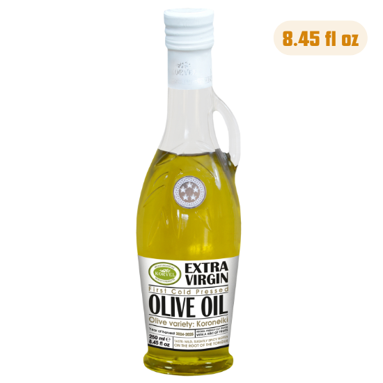 KORVEL Greek Olive Oil Set - 4 Flavors in Elegant Bottles