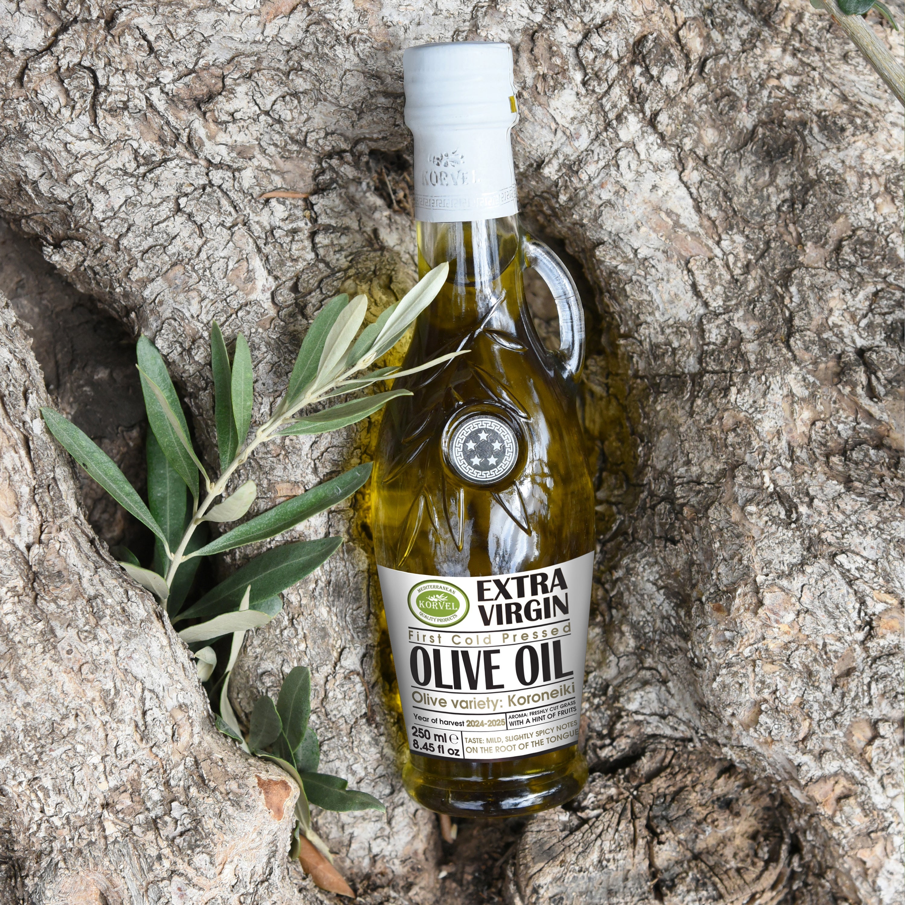 KORVEL Greek Extra Virgin Olive Oil, Amphora Bottle, 8.45 fl oz