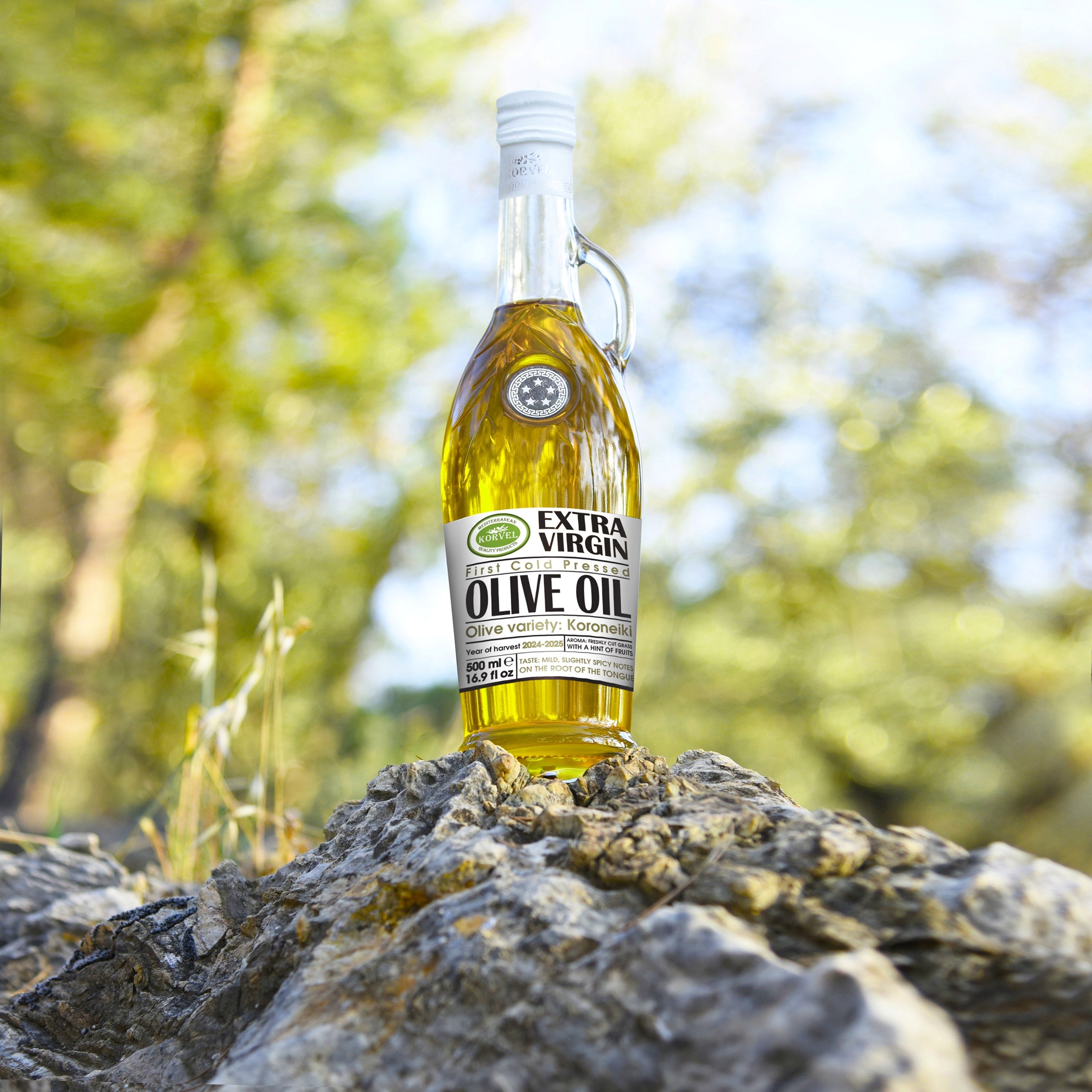 KORVEL Greek Extra Virgin Olive Oil, Amphora Bottle, 16.9 fl oz