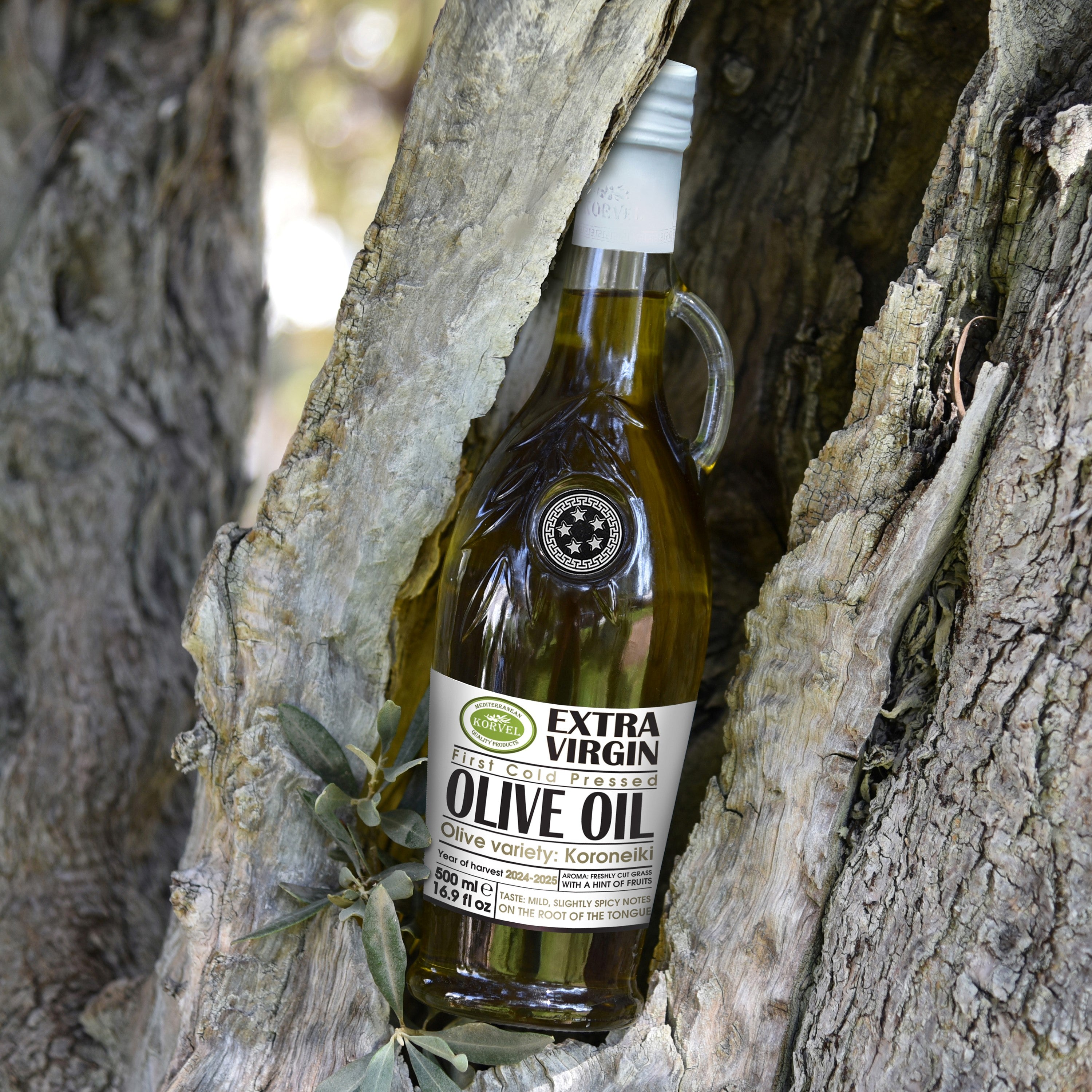 KORVEL Greek Extra Virgin Olive Oil, Amphora 16.9 fl oz (500ml) - 6 Pack