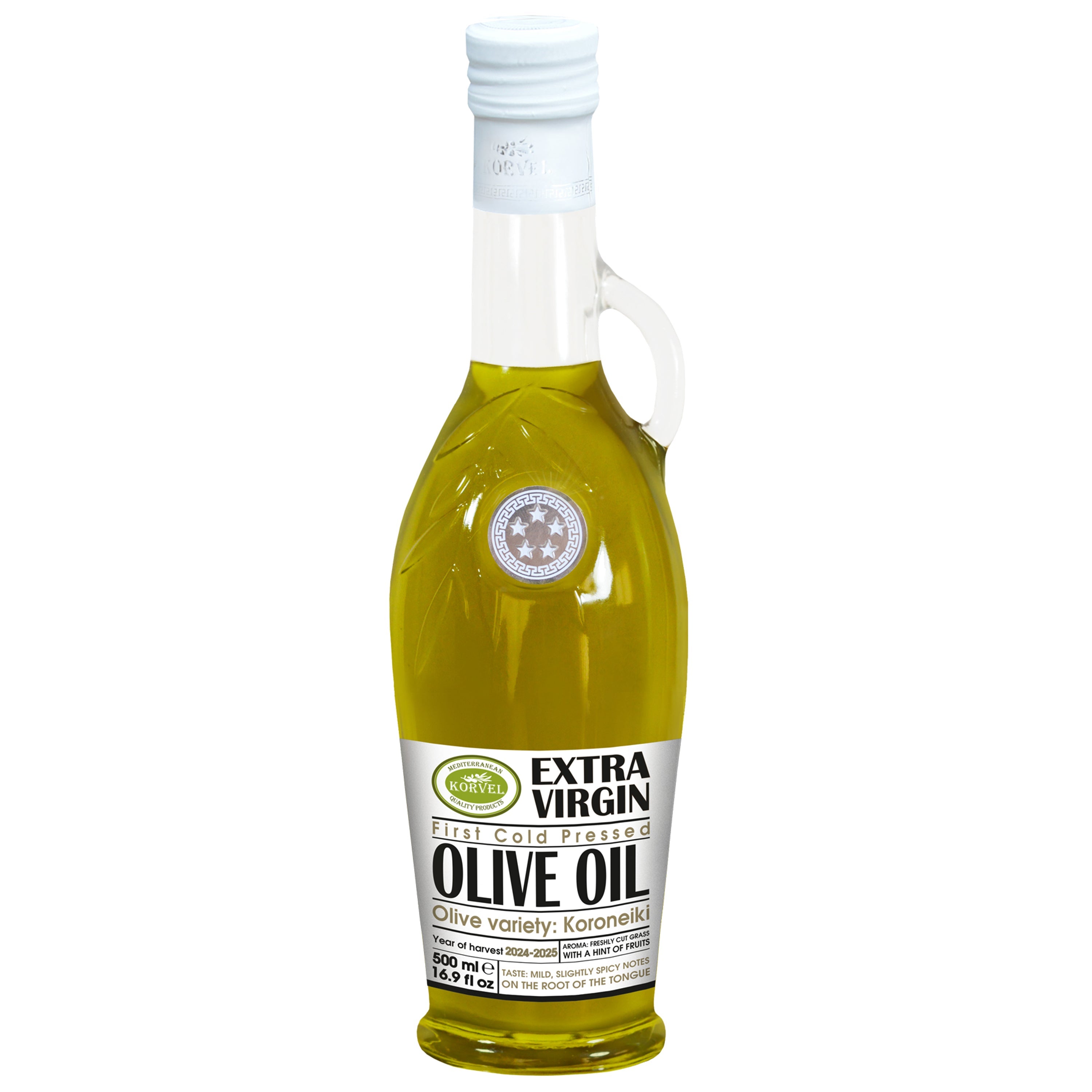 KORVEL Greek Extra Virgin Olive Oil, Amphora 16.9 fl oz (500ml) - 6 Pack