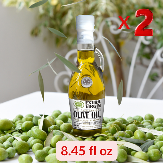 KORVEL Greek Extra Virgin Olive Oil, Amphora 8.45 fl oz (250ml) - 2 Pack