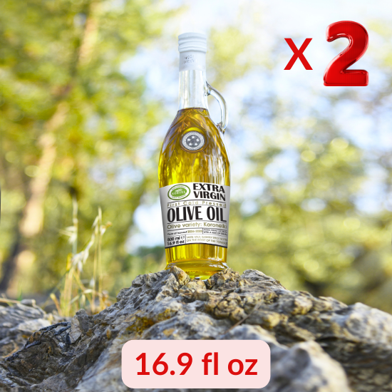 KORVEL Greek Extra Virgin Olive Oil - 16.9 fl oz (500ml) - 2 Pack