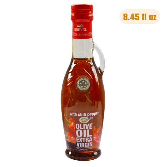 KORVEL Greek Olive Oil Set - 4 Flavors in Elegant Bottles