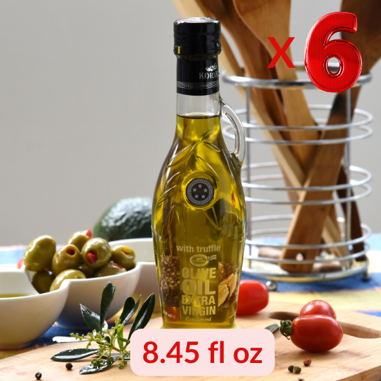KORVEL Greek Extra Virgin Olive Oil with Truffle, 8.45 fl oz - 6 Pack