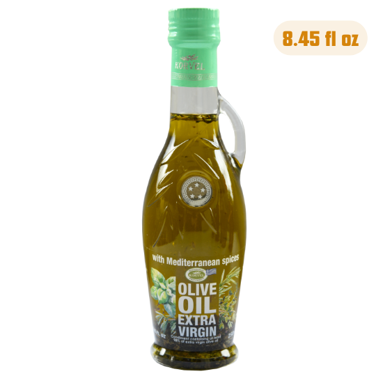KORVEL Greek Olive Oil Set - 4 Flavors in Elegant Bottles