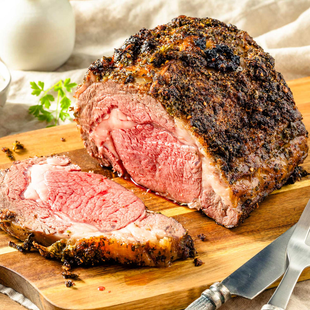 Grass-Fed Prime Rib Roast – Garlic Herb Crusted, Pre-Cooked & Ready to Serve | Gluten Free | 4-5lb