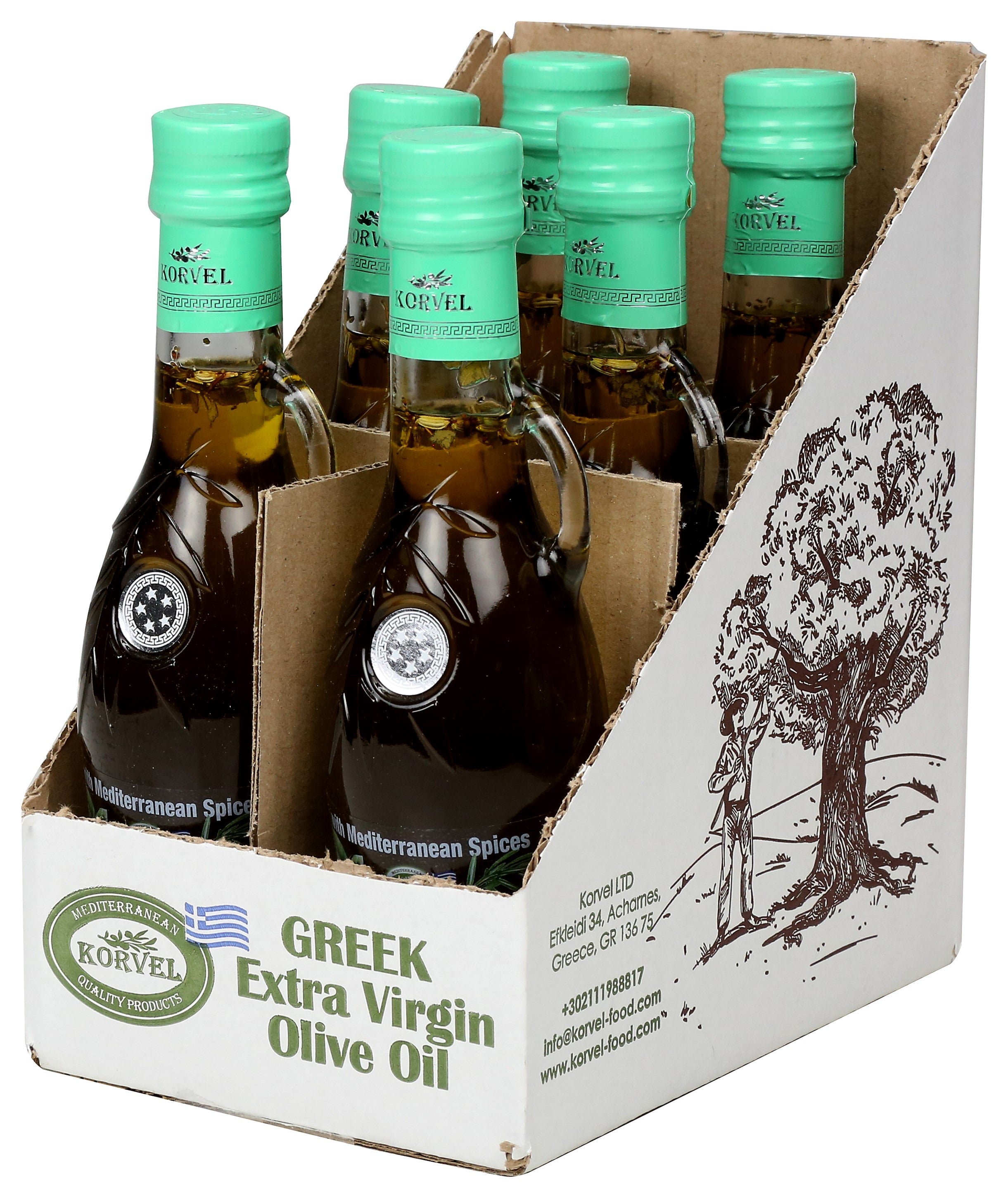 KORVEL Greek Extra Virgin Olive Oil with Mediterranean Herbs - 2 Pack
