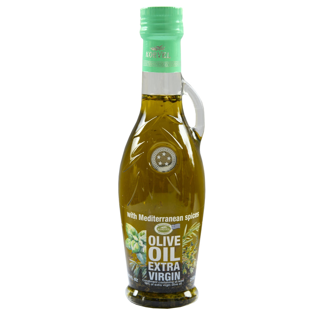 KORVEL Greek Extra Virgin Olive Oil with Mediterranean Herbs - 6 Pack