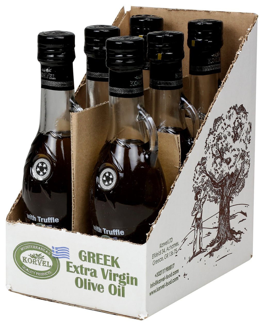 KORVEL Greek Extra Virgin Olive Oil with Truffle - 8.45 fl oz (250ml) - 2 Pack