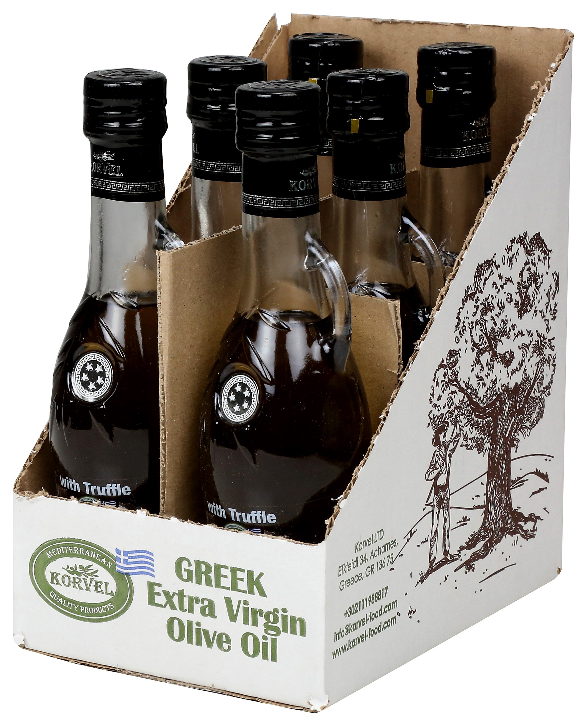KORVEL Greek Extra Virgin Olive Oil with Truffle - 8.45 fl oz (250ml) - 2 Pack