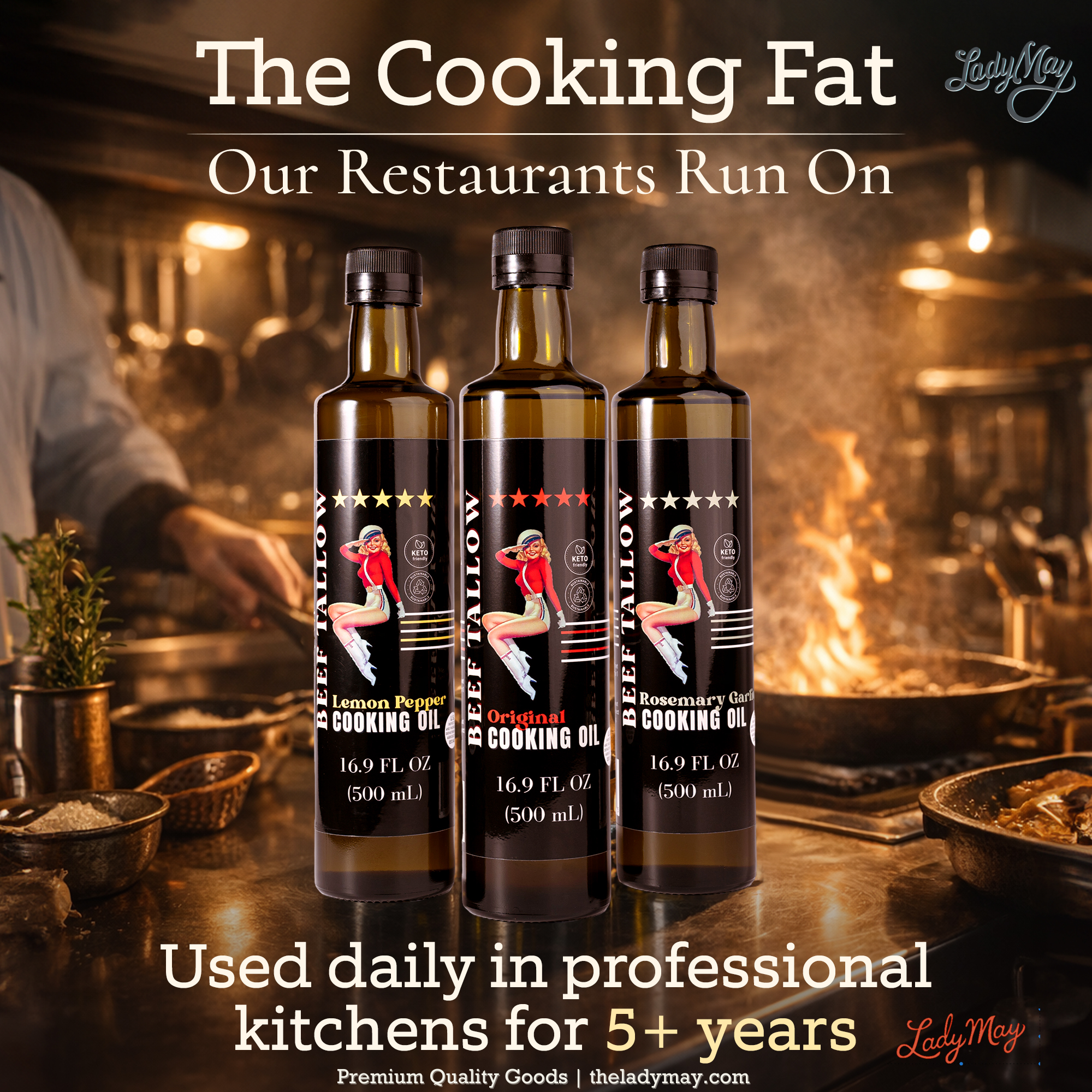 Premium Grass-Fed Beef Tallow Cooking Oil - Restaurant-Proven | Choose Your Flavor
